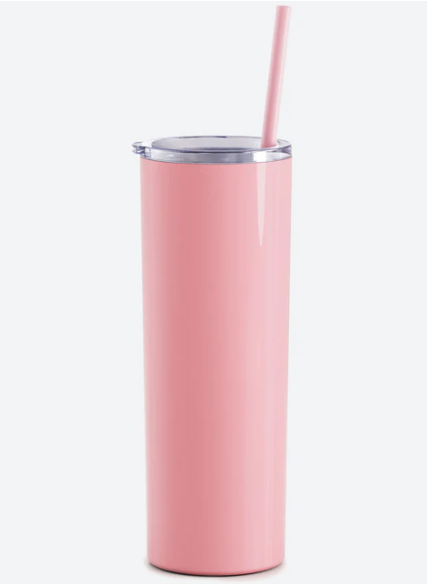 Skinny 20 oz Engraved Tumbler in Pink Carnation