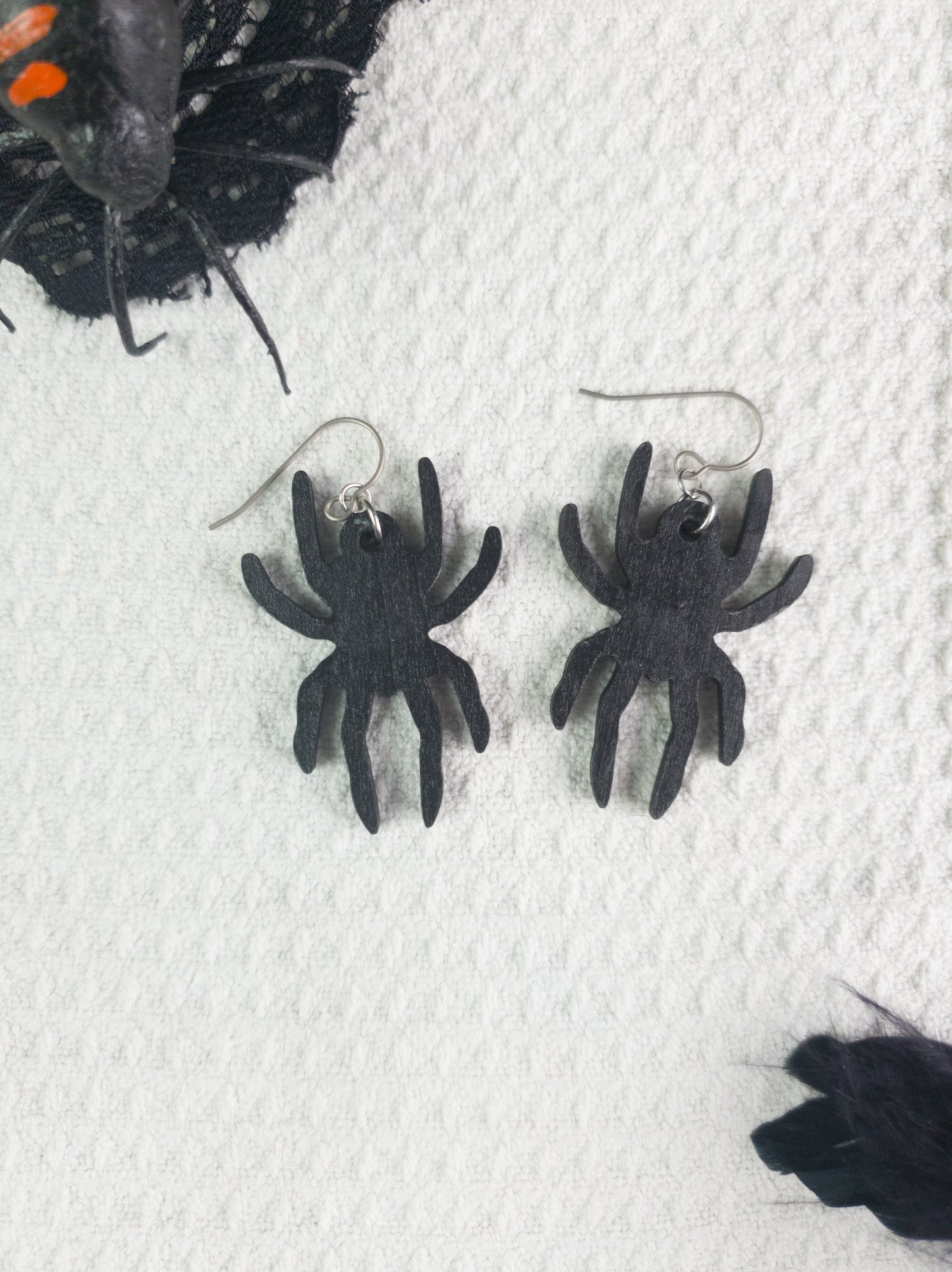 Black Spider Halloween Earrings