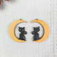 Black Cat with Yellow Eyes on Moon Halloween Earrings