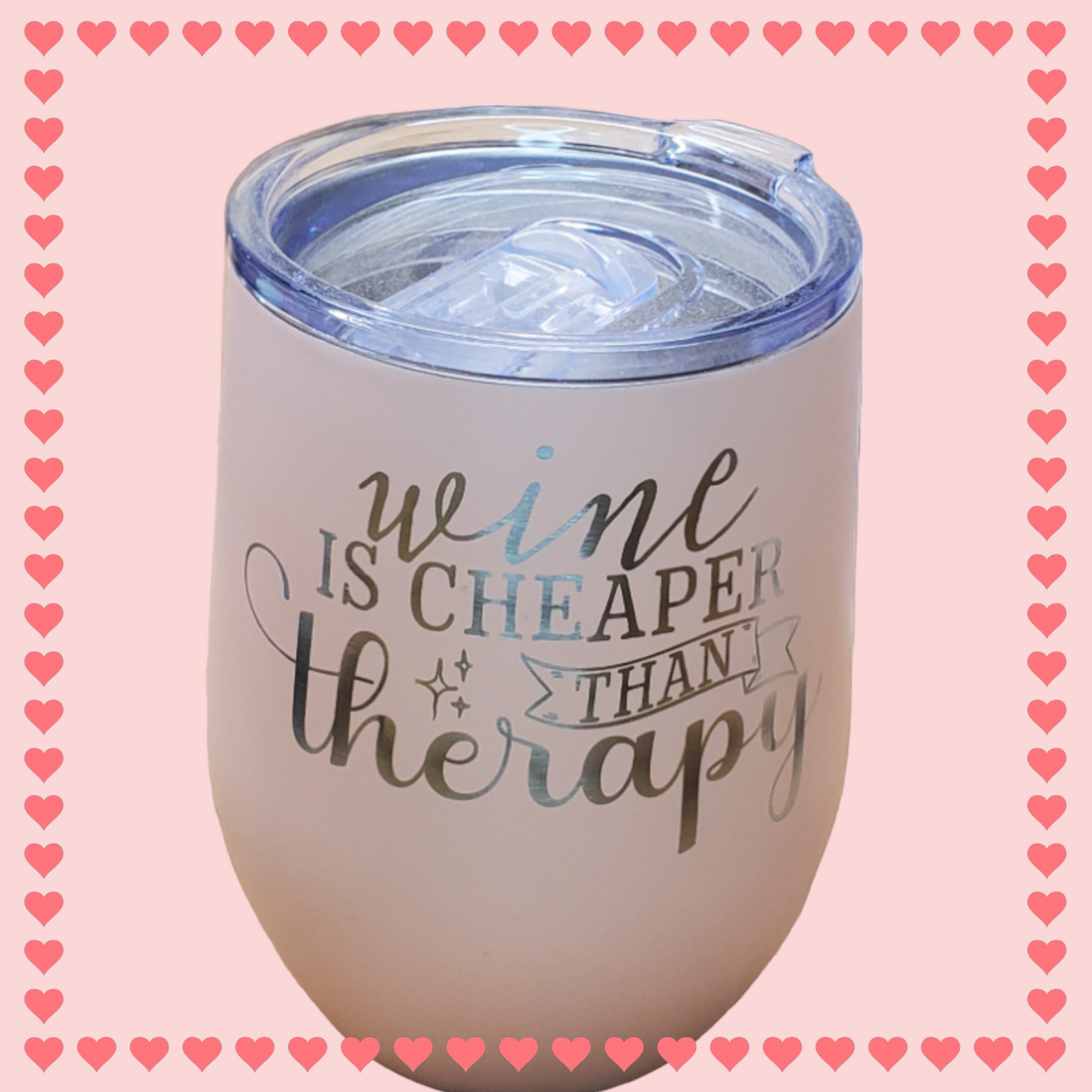 Wine Insulated Tumbler Engraved in Matte Blush