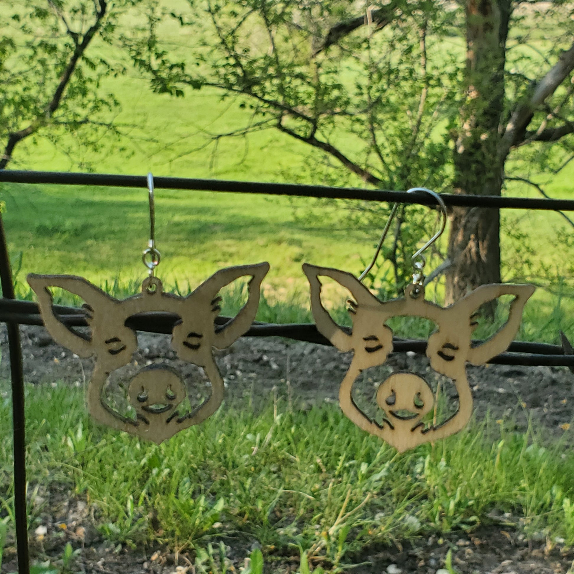 Cut-Out Pig Wood Dangle Earrings - A Farm Girl by Tess | Handmade Alpaca Wool Winter Hats for Women