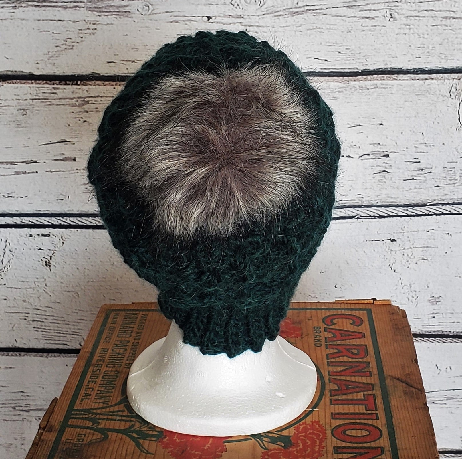 Evergreen Alpaca Blend Wool Crochet Hat with Pom - a-Farm-girl-bytess | Handmade Alpaca Wool Winter Hats for Women