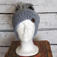 Pale Blue Alpaca Blend Wool Crochet Hat with Pom - a-Farm-girl-bytess | Handmade Alpaca Wool Winter Hats for Women