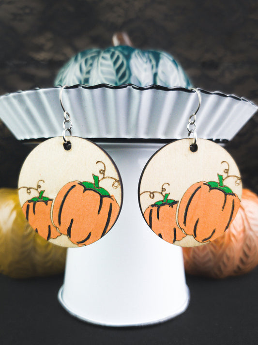 Pumpkin Earrings - A Farm Girl by Tess | Handmade Alpaca Wool Winter Hats for Women