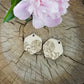Small Hexagon Peony Engraved Wood Earrings - A Farm Girl by Tess | Handmade Alpaca Wool Winter Hats for Women
