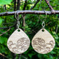 Small Teardrop Peony Engraved Wood Earrings - A Farm Girl by Tess | Handmade Alpaca Wool Winter Hats for Women