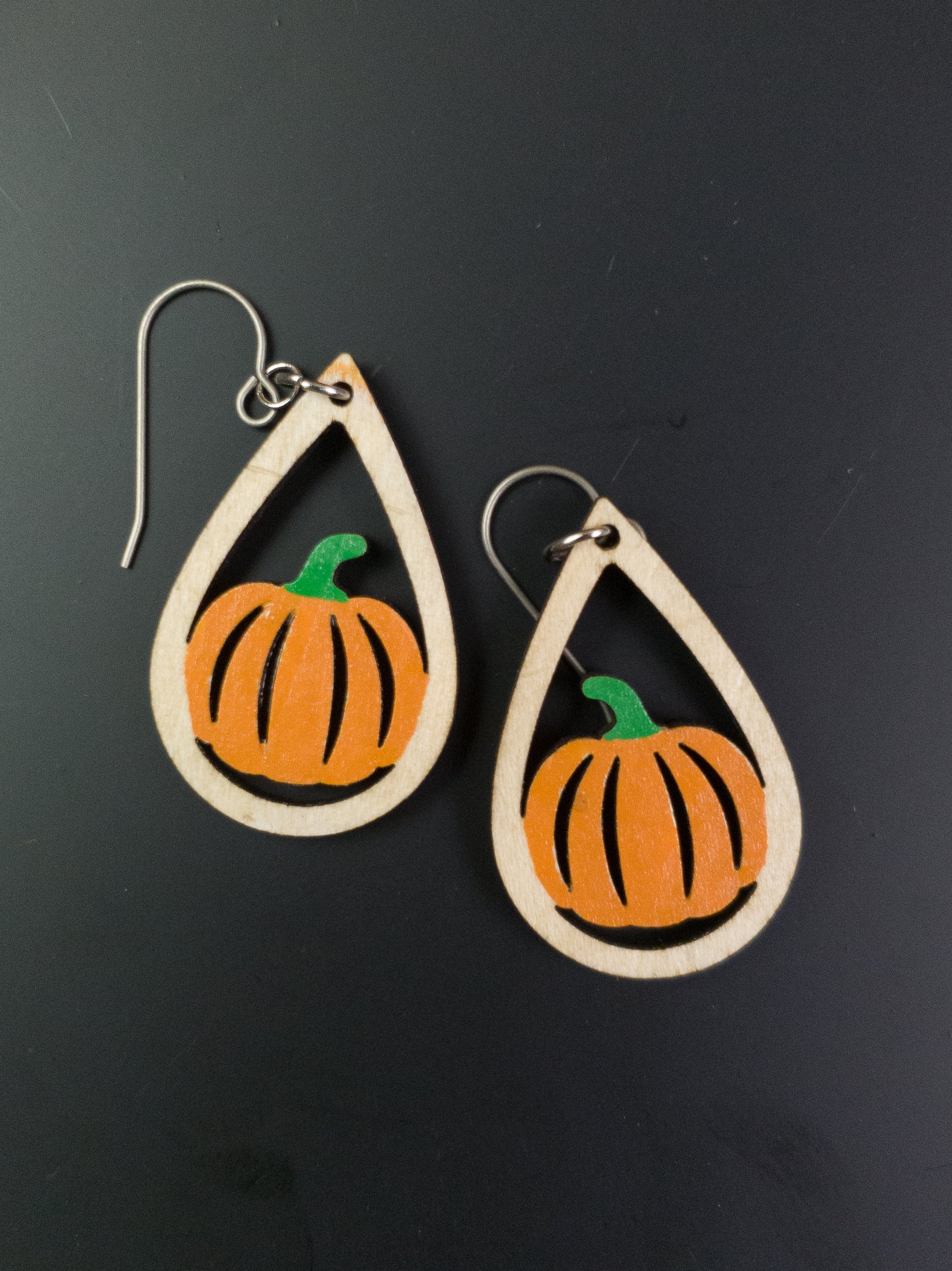 Teardrop Pumpkin Earrings - A Farm Girl by Tess | Handmade Alpaca Wool Winter Hats for Women