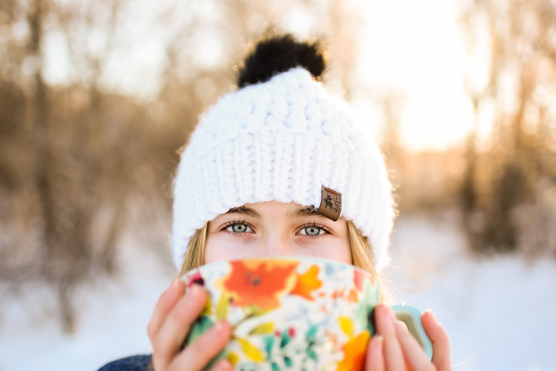 White Alpaca Blend Wool Crochet Hat with Pom - a-Farm-girl-bytess | Handmade Alpaca Wool Winter Hats for Women